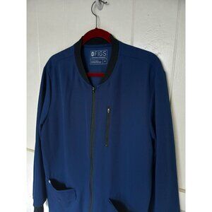 Figs Jacket Mens Medium Blue Scrubs Full Zip Bomber Technical Collection Nurse